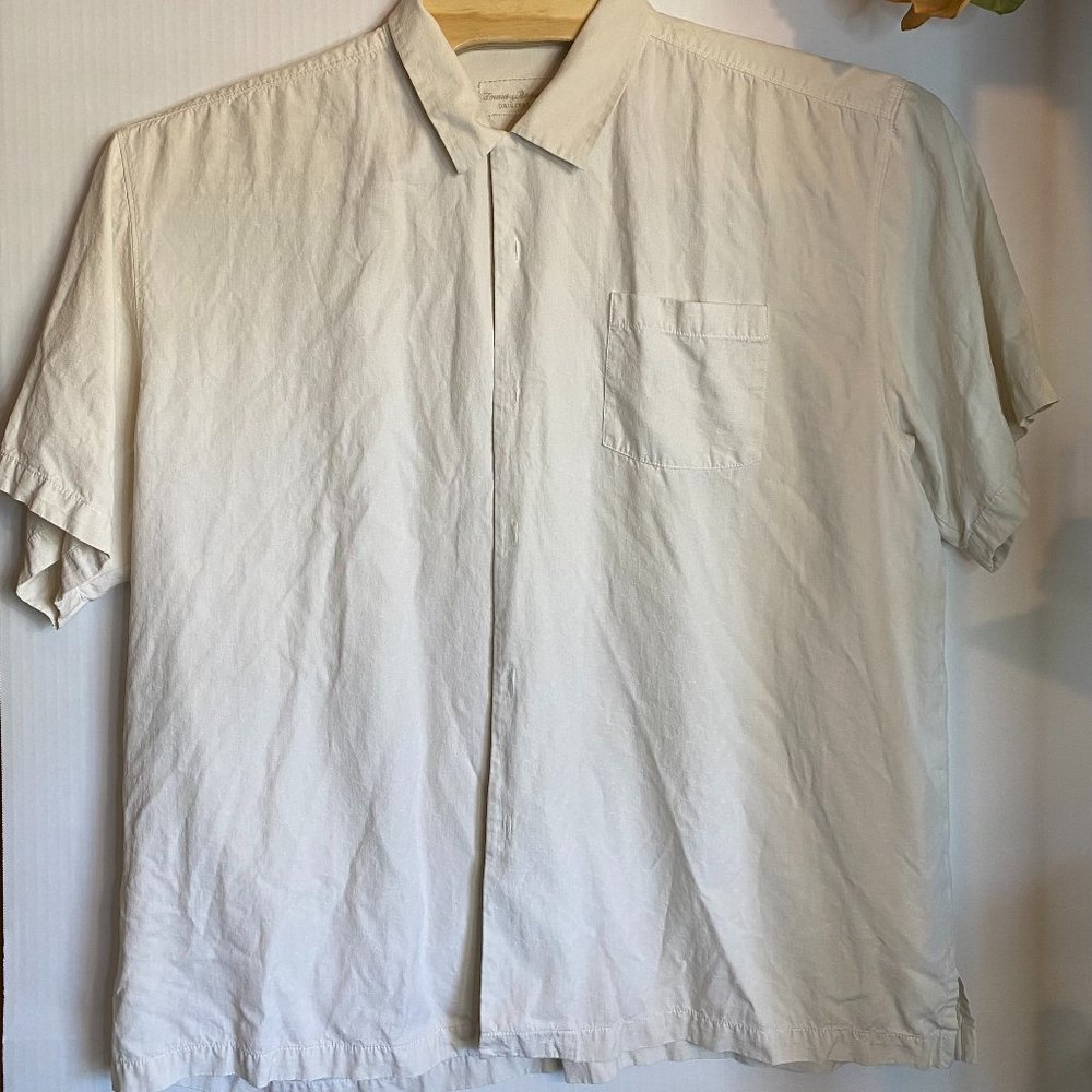 Tommy Bahama Men's XLX/TGT Original Fit Short Sleeve 100% Silk Camp Shirt Cream